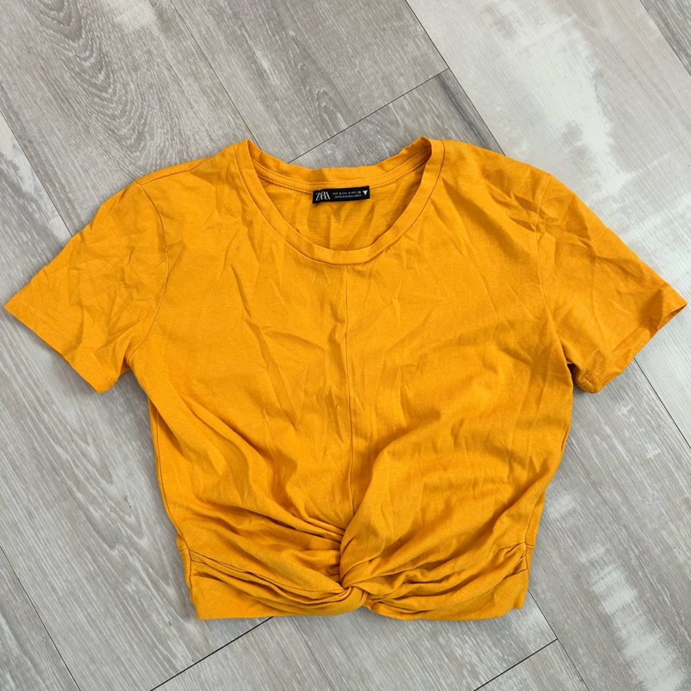 Zara Mustard Yellow Crop Top with Knot